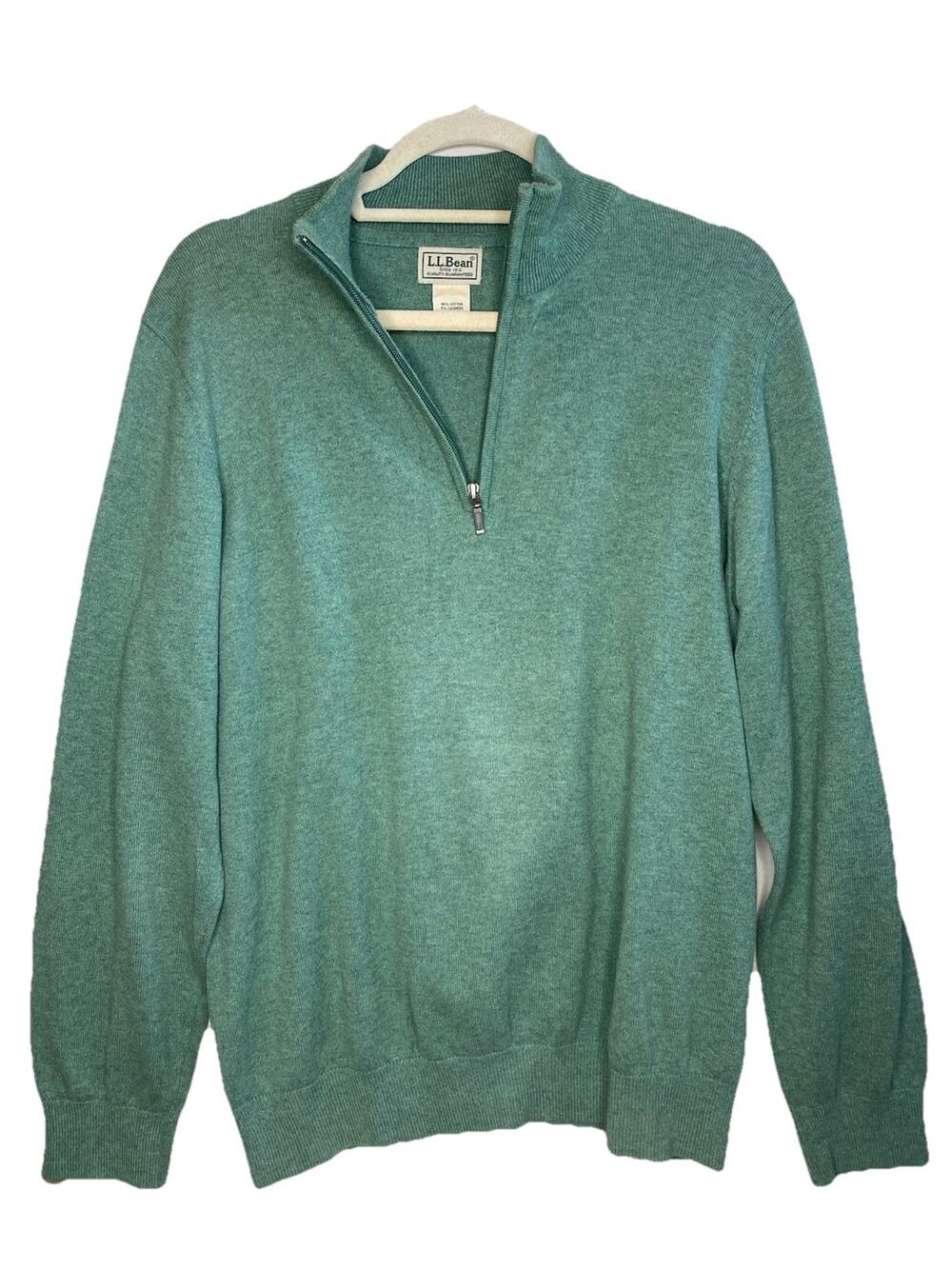 LL Bean Mens Medium Cotton Cashmere 1/4 Zip Pullover Classic Preppy Sweater